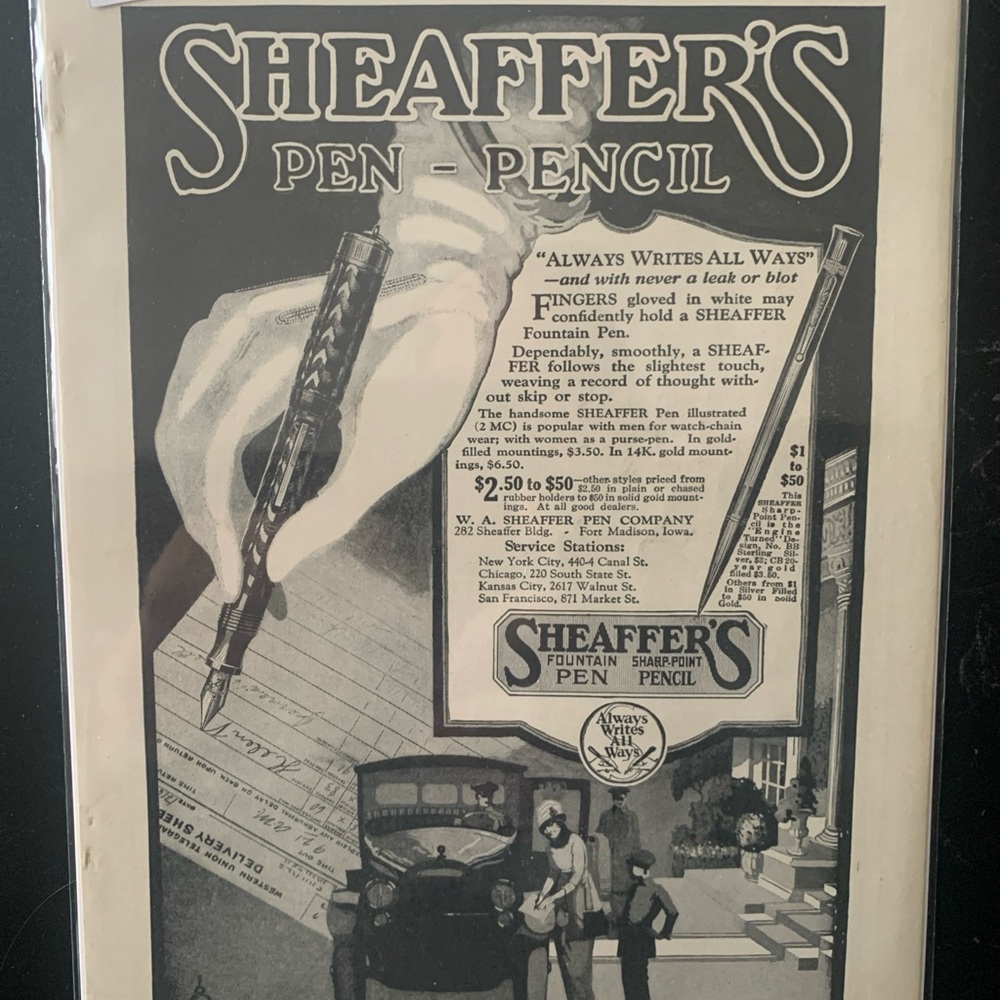 Vintage 1920 Sheaffer's’s Pen Pencil Ad Advertisement